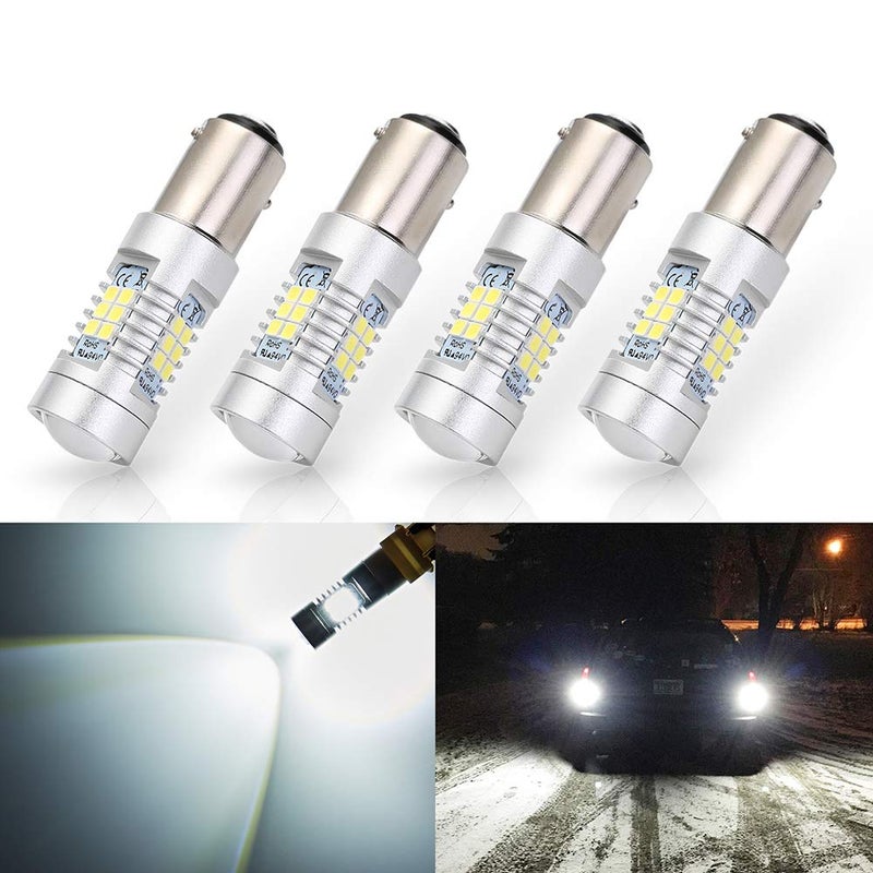 ANTLINE Extremely Bright 1157 1157A 2057 2357 7528 2057A BAY15D 21-SMD 2835 Chipsets 1260 Lumens LED Bulb Replacement White for Car Backup Reverse Brake Tail Turn Signal Lights Bulbs DRL (Pack of 4) - Image 1